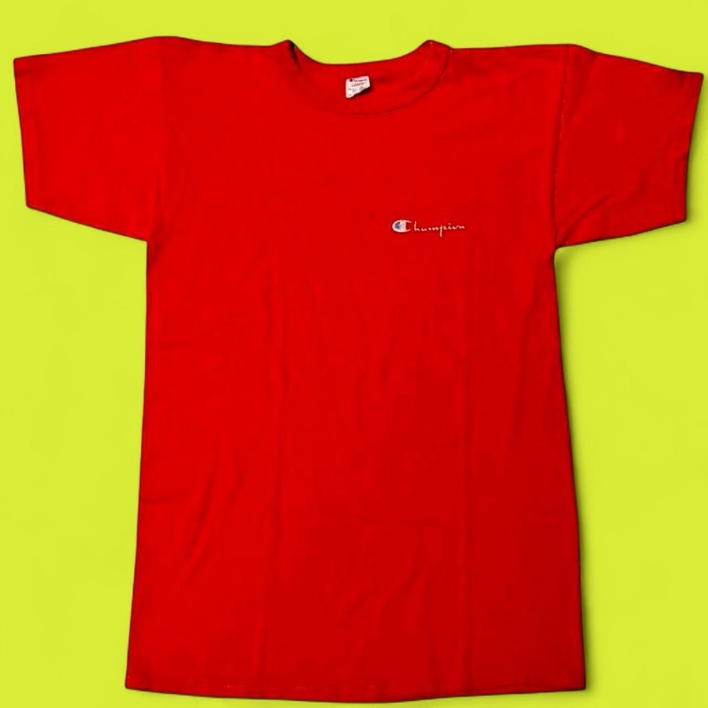 VINTAGE 90s RED CHAMPION SINGLE STITCH LARGE HEAVYWEIGHT TEE
